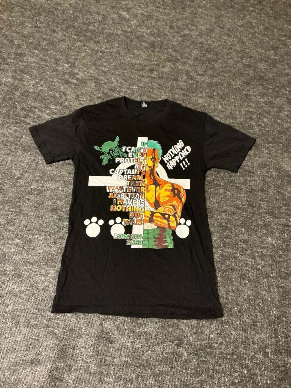 RTP Apparel One Piece Roronoa Zoro Nothing Happened Anime Graphic T-Shirt Small